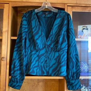 Black and dark green zebra designs Top.